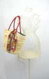 Accessories 60's Vintage Inspired Natural Straw Cherry Pom Pom Tote Bag