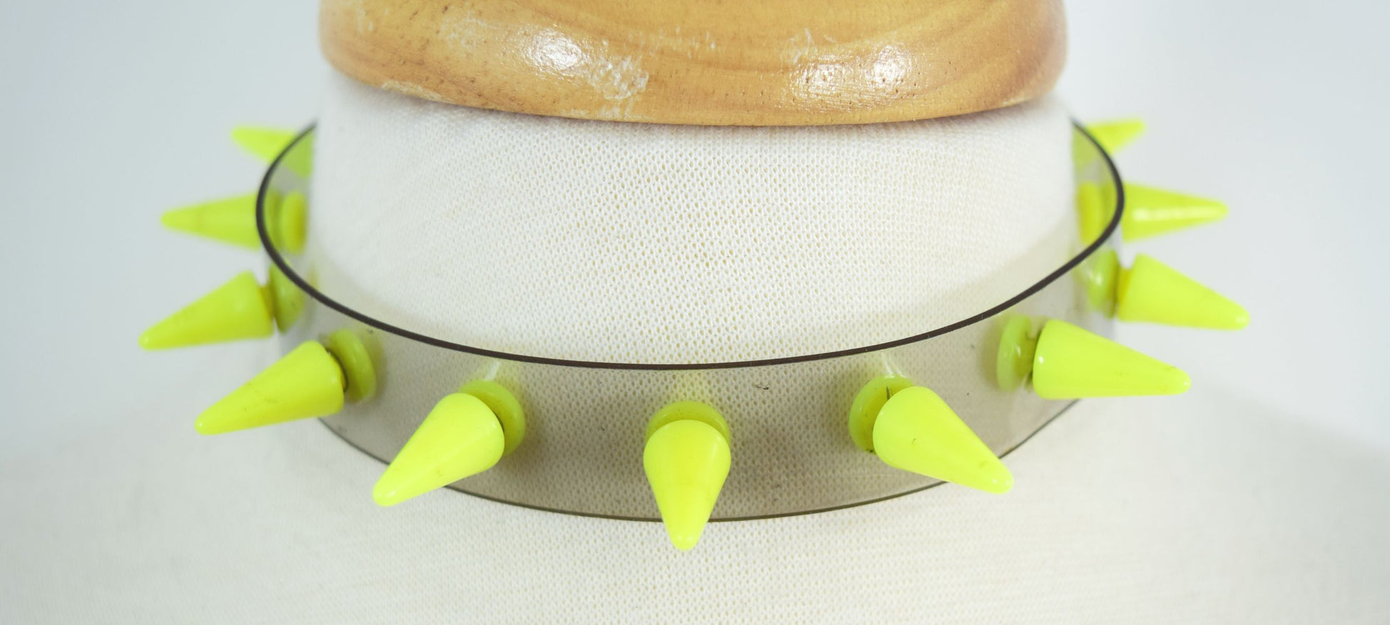 Punk Rave Transparent Clear Neon PVC Spiked Collar Choker Necklace