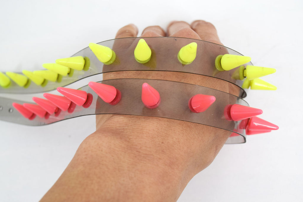 Punk Rave Transparent Clear Neon PVC Spiked Collar Choker Necklace