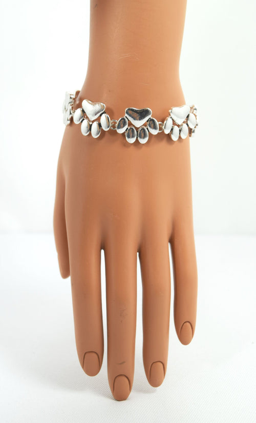 Animal Lover Puppy Dog Cat Animal Paw Stamp Charm Link Bracelet