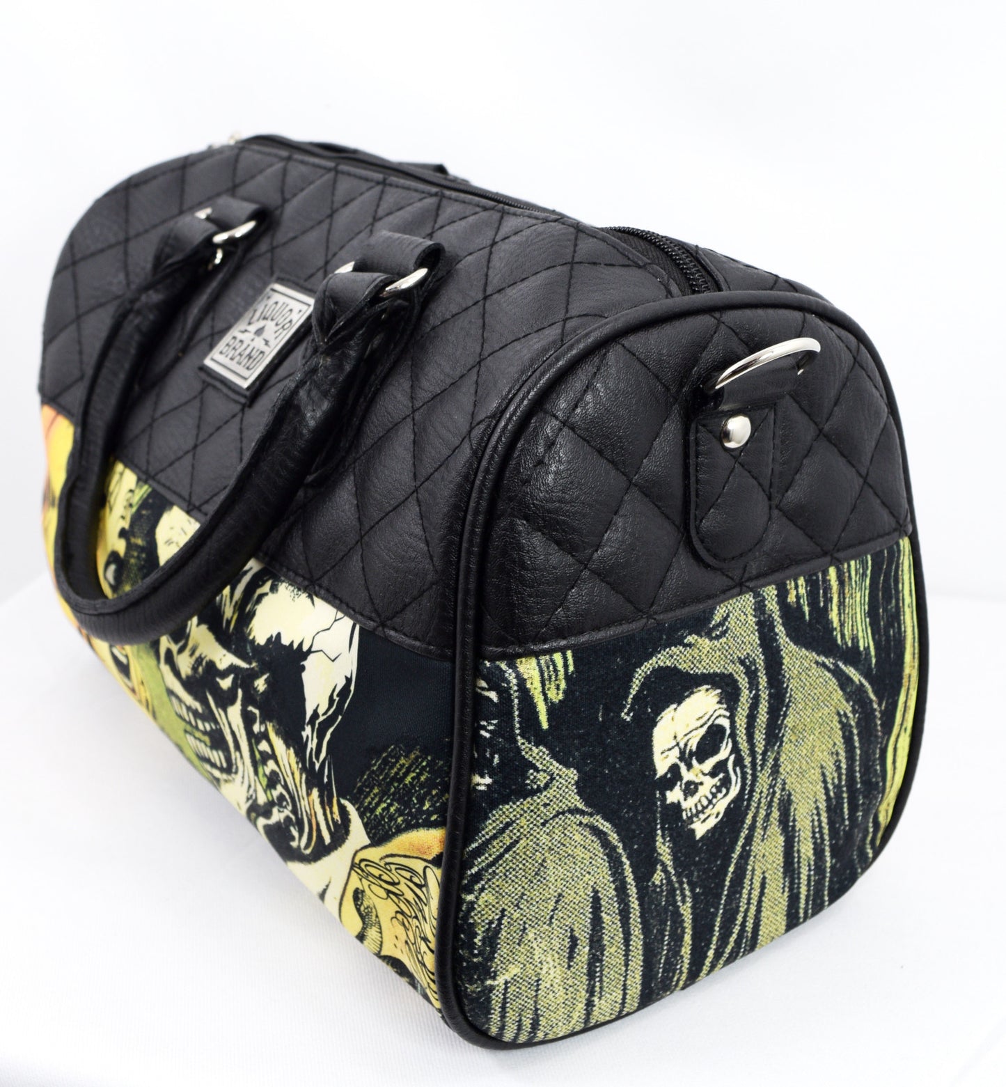 Horror B Movie Cartoon Small Satchel Purse Crossbody Bag, Faux Leather, Vintage-Inspired Print