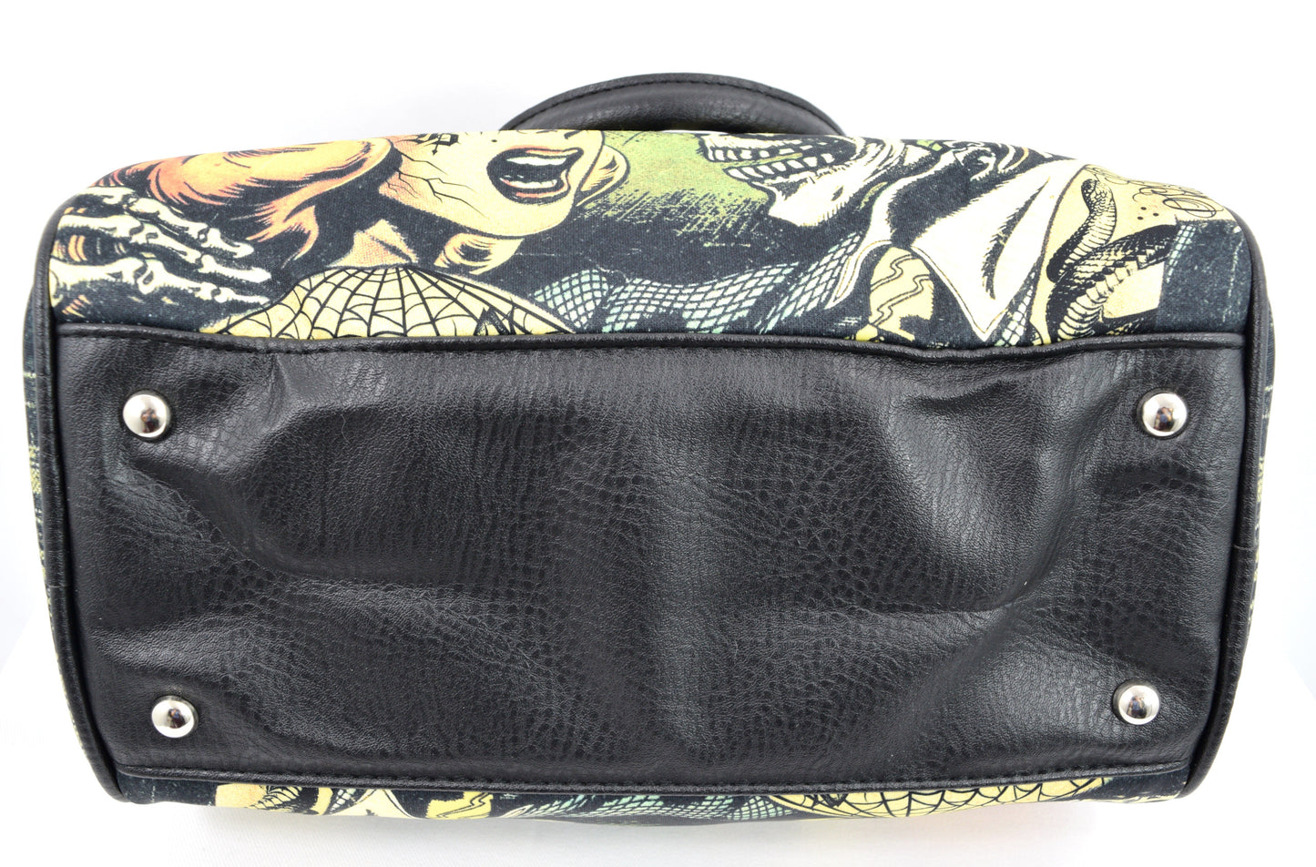 Horror B Movie Cartoon Small Satchel Purse Crossbody Bag, Faux Leather, Vintage-Inspired Print
