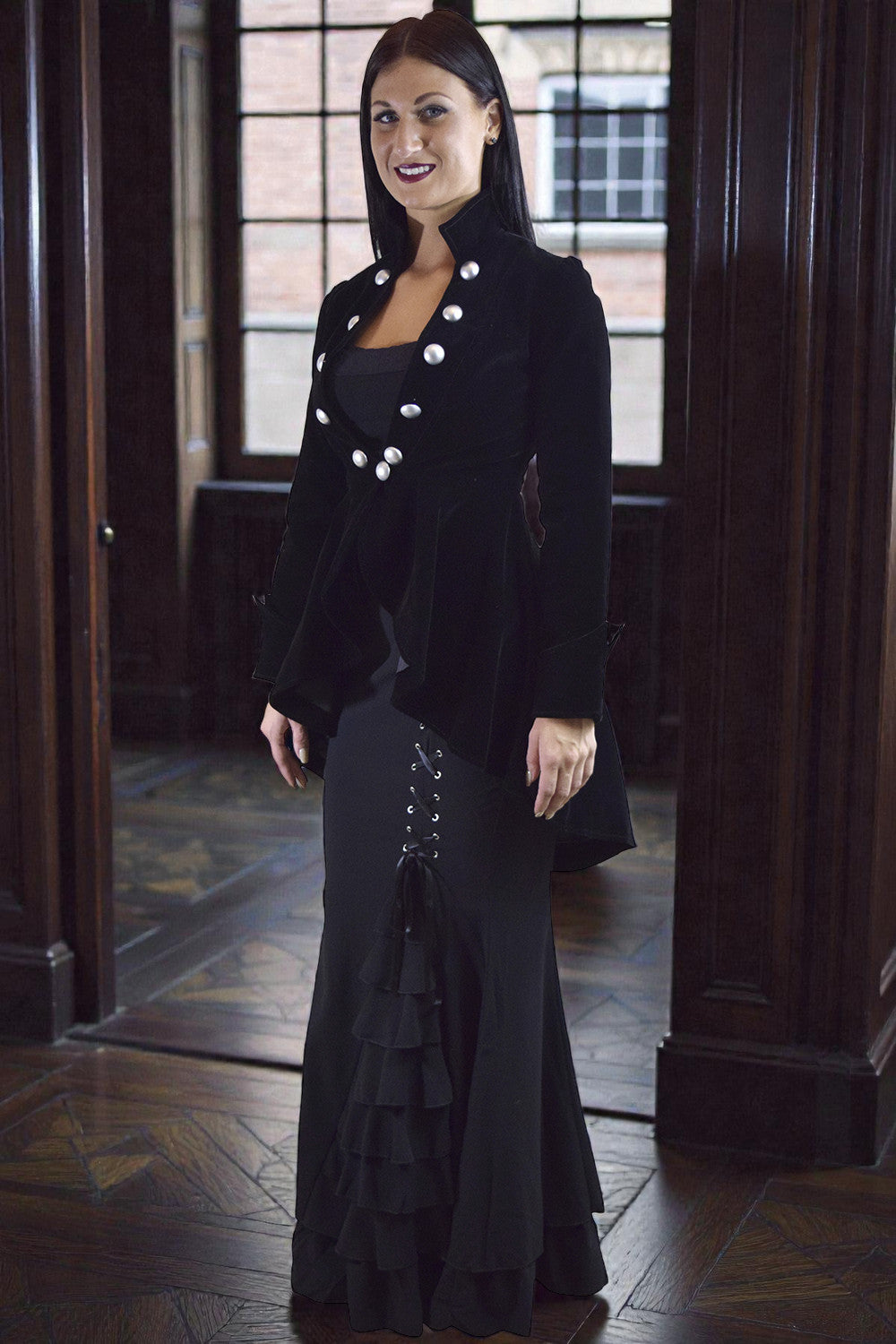 Gothic Velvet Military Jacket – Renaissance Romantic Asymmetrical
