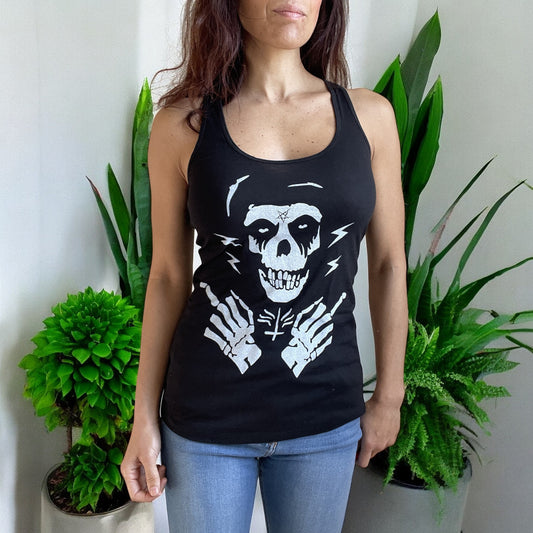 Too Fast Punk Rock Metal Goth Crimson Ghost Black Racerback Tank Top