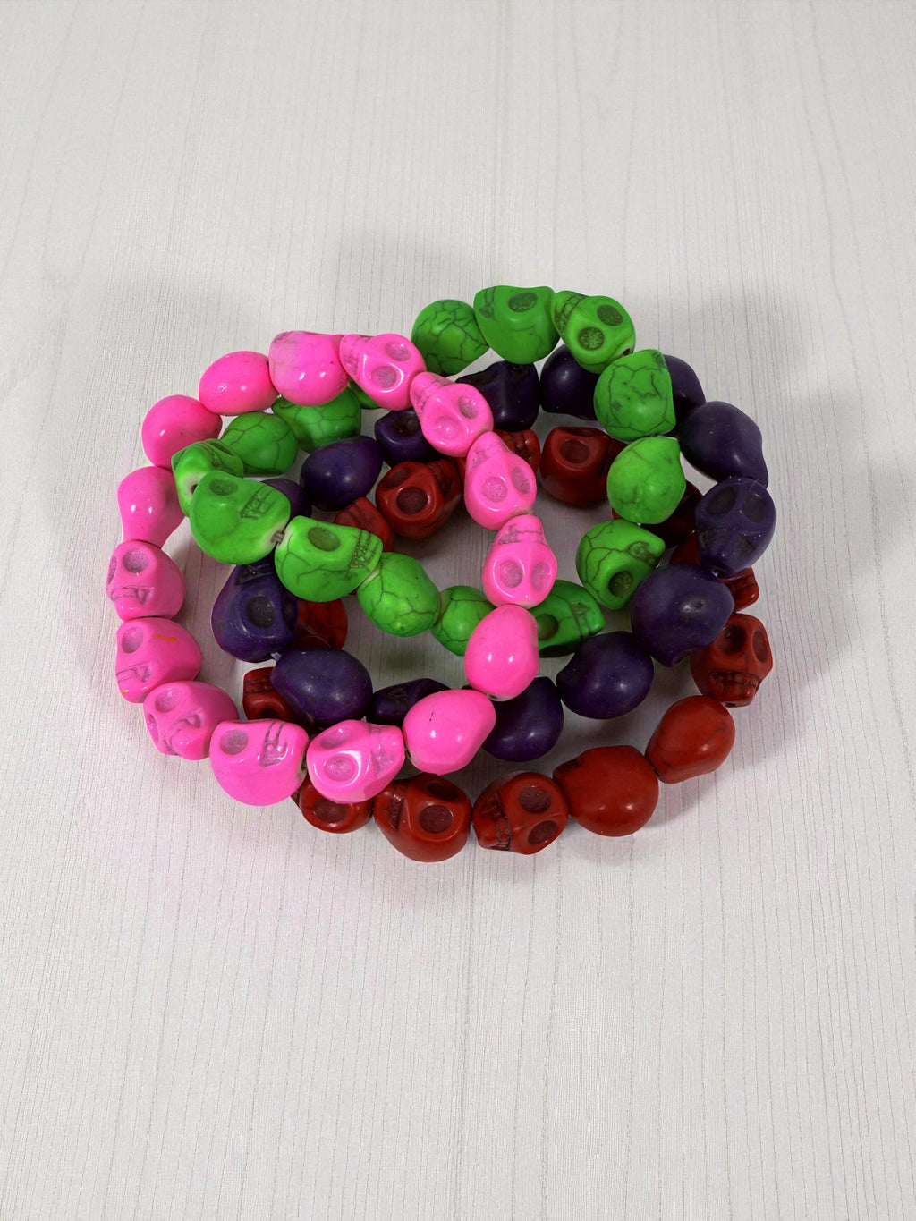 Skull beads Stretch Stackable Bracelet, Skull Bracelet Colorful Synthetic Turquoise Skeleton Bracelet