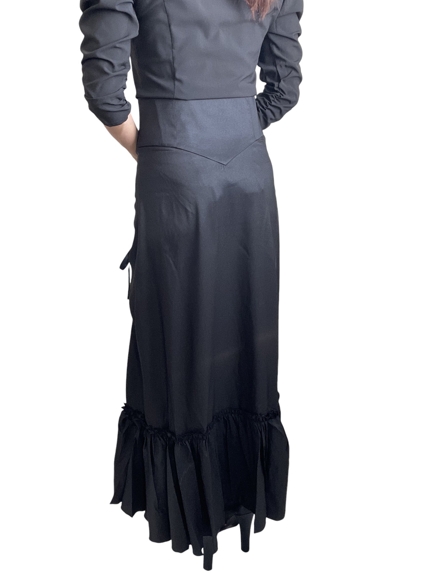 Gothic Victorian Steampunk 3-Way Black Corset Maxi Gown Skirt Long Adjustable - Skelapparel