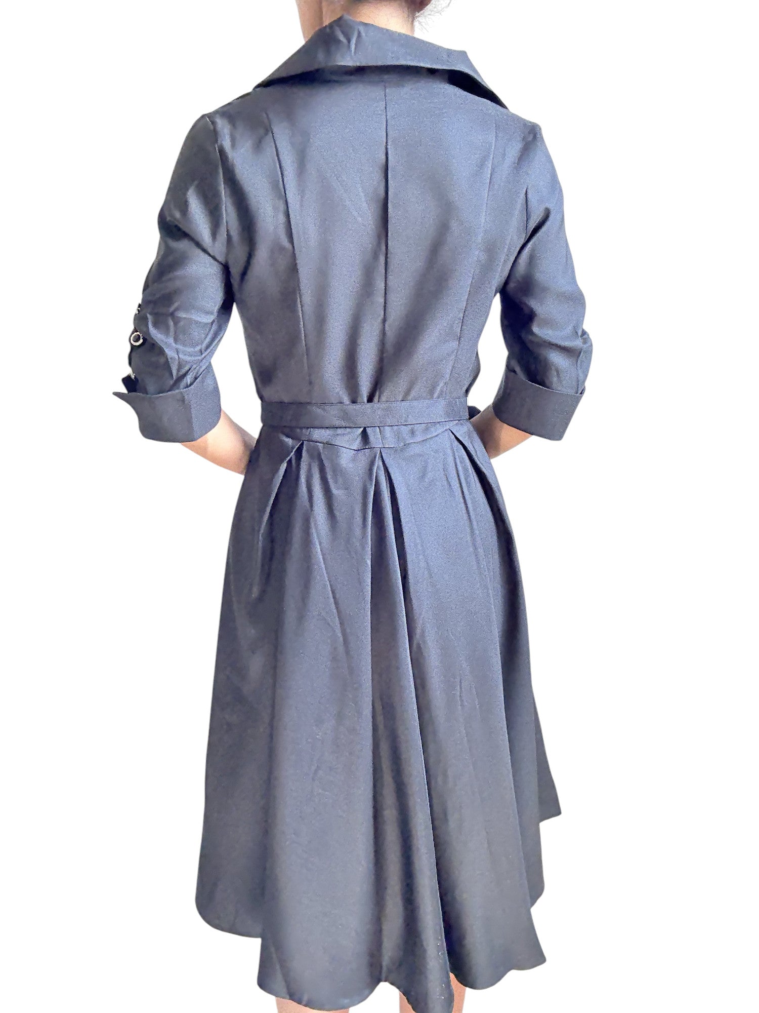 Gothic Steampunk Black Belted Military Style Swing Dress - Skelapparel