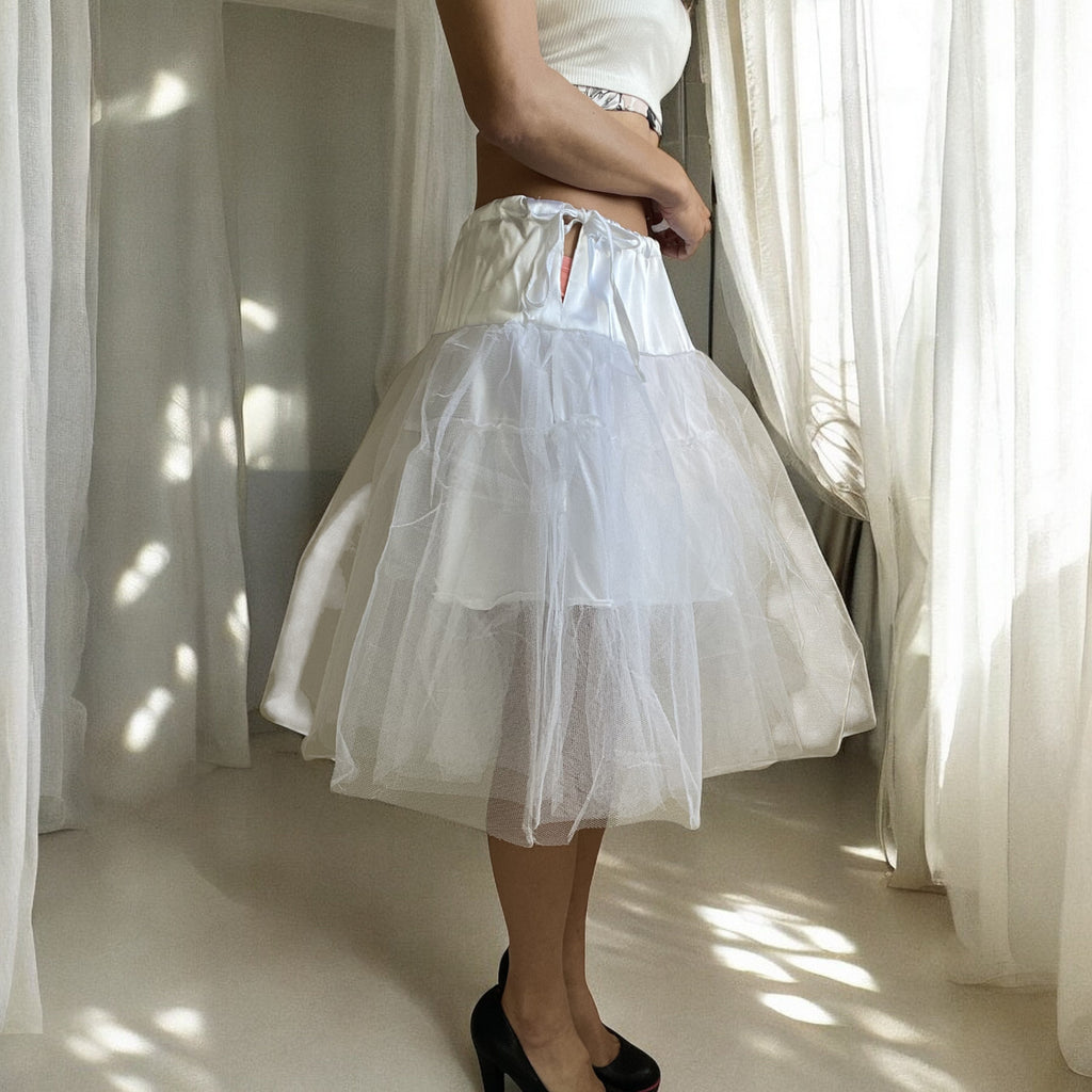 Viva Dance White Petticoat Three Layers Underskirt Pannier - Skelapparel