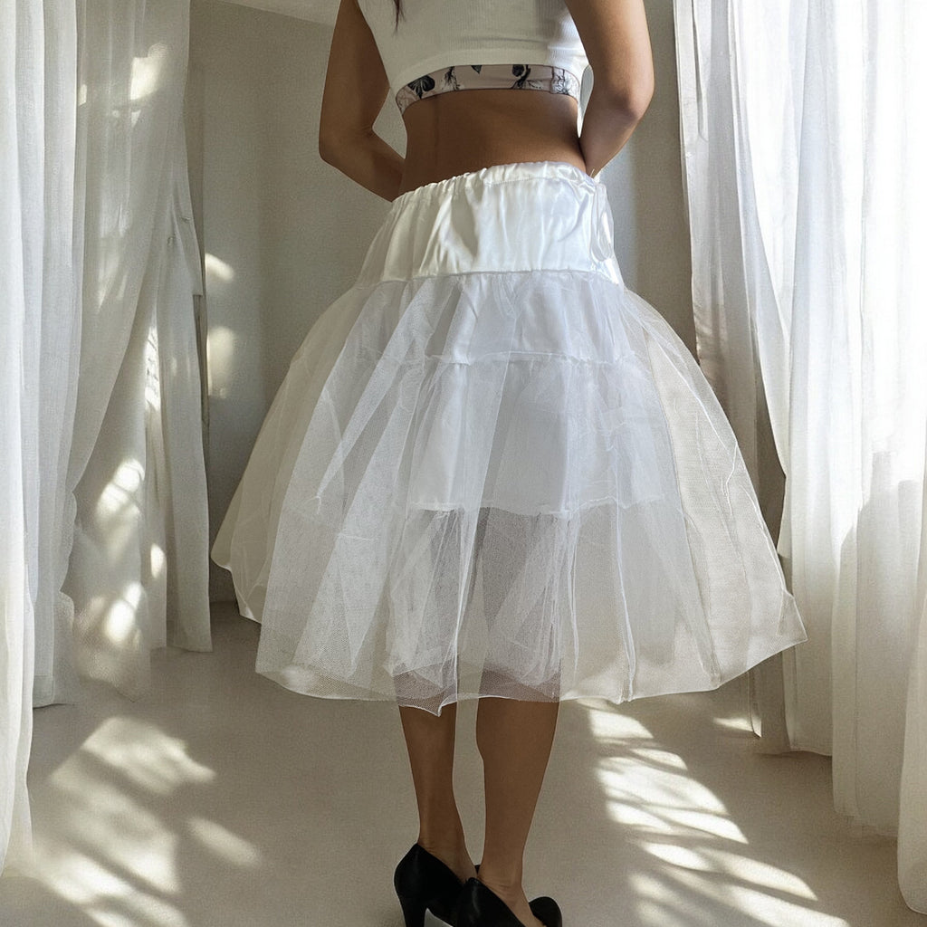 Viva Dance White Petticoat Three Layers Underskirt Pannier - Skelapparel