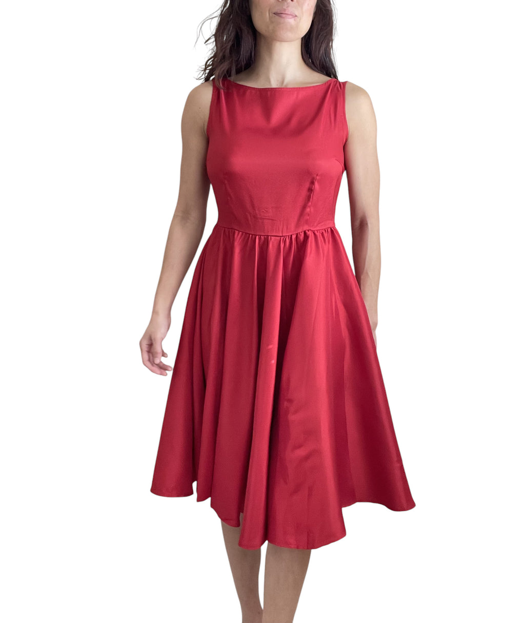 60's Vintage Design Rockabilly First Love Red Satin Flare Party Dress US10 (EU44) 60's Vintage Design Rockabilly First Love Red Satin Flare Party Dress US10 (EU44)