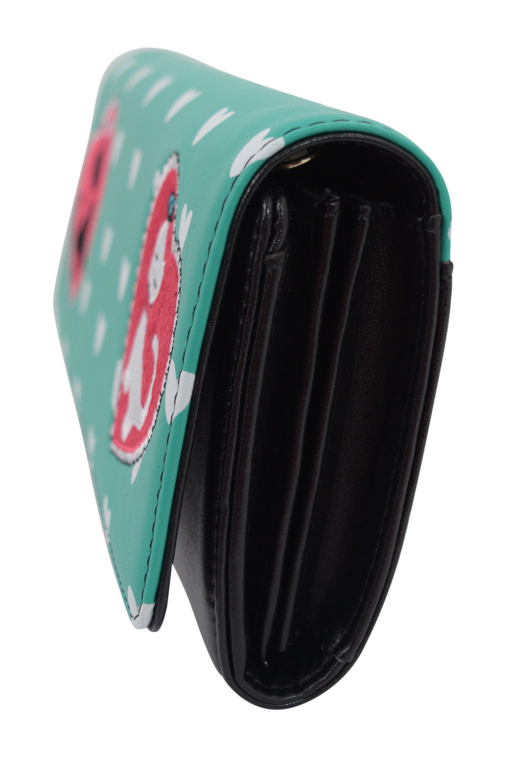 Accessories Mint green 60's Retro Kitty Love Large Mint Green Clutch Wallet Crossbody Purse