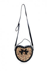 Accessories Dancing Days Retro 50s Rockabilly Heart Leopard and Black Small Handbag