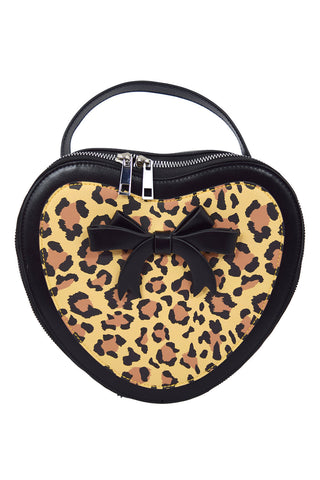 Accessories Dancing Days Retro 50s Rockabilly Heart Leopard and Black Small Handbag