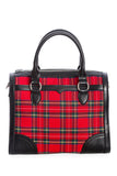 Accessories Dancing Days Retro Vintage Uptown Girl Square Handbag in Black and Tartan Red