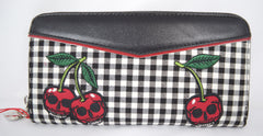 Accessories Dancing Days Rockabilly Vintage Gingham Skull cherries Zip Around Wallet