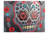 Accessories Black Flower Sugar Skull Bowling Shoulder Bag Black Faux Leather Tattoo Rockabilly