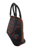 Accessories Black Flower Sugar Skull Bowling Shoulder Bag Black Faux Leather Tattoo Rockabilly