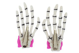 Accessories White/hot.pink Goth Loli Spooky Cute Skeleton Hands with Hot pink bow Hair Clip - set of 2