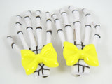 Accessories White/hot.pink Goth Loli Spooky Cute Skeleton Hands with Yellow bow Hair Clip - set of 2
