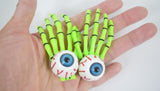 Accessories Goth Loli Spooky Cute Skeleton Hands with Zombie Horror eyes Hair Clip - set of 2