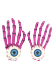 Accessories Fuchsia pink Goth Loli Spooky Cute Skeleton Hands with Zombie Horror eyes Hair Clip - set of 2
