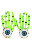 Accessories Lime Green Goth Loli Spooky Cute Skeleton Hands with Zombie Horror eyes Hair Clip - set of 2