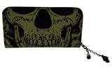 Accessories Gothic Death Skull Face Glow in the Dark Zip Around Wallet