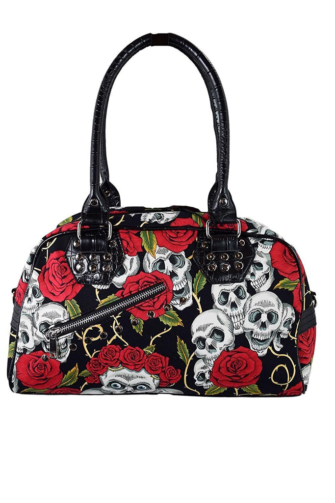 Accessories Lost Queen Alternative Gothic Valentine Skull & Roses Tattoo Handbag