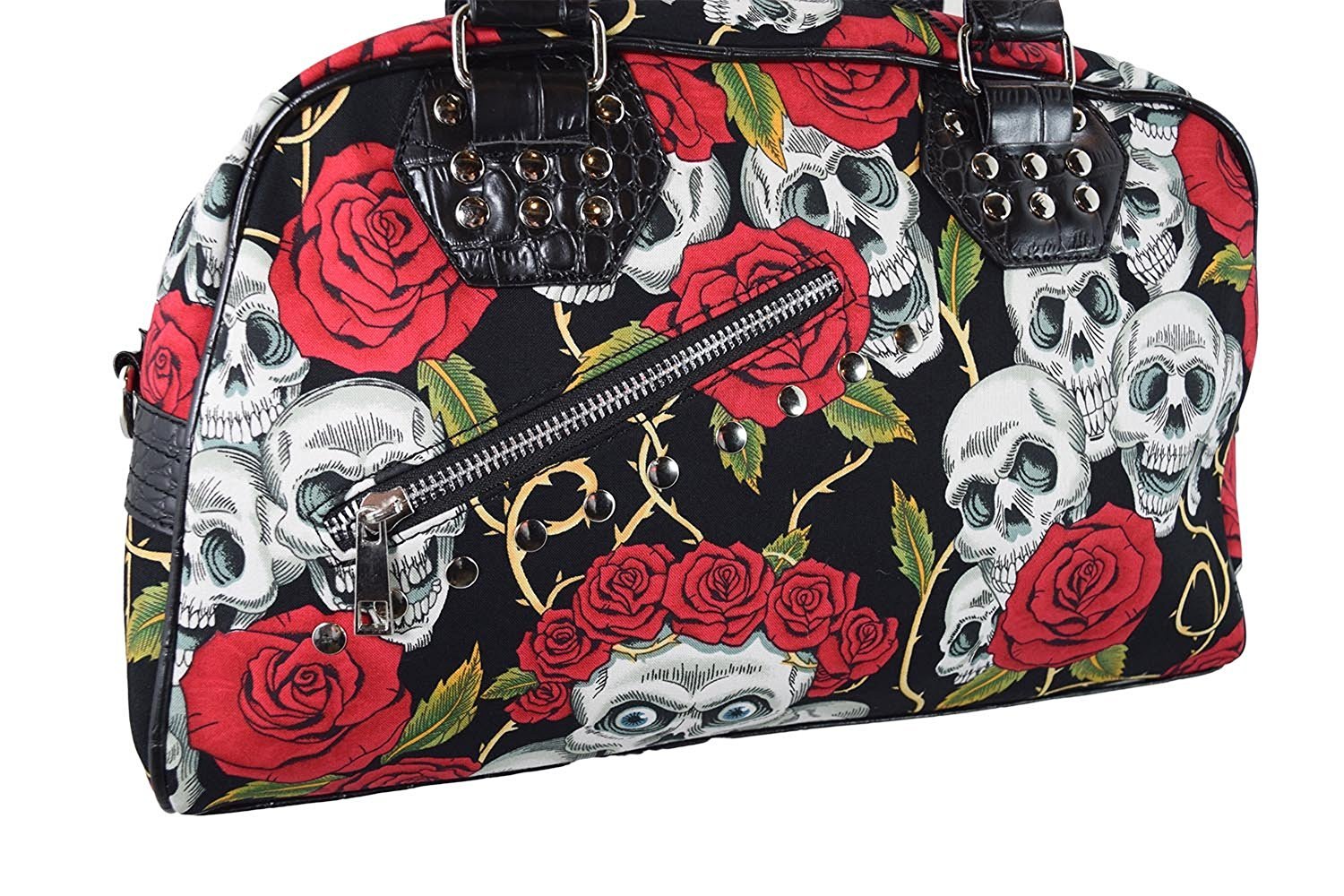 Accessories Lost Queen Alternative Gothic Valentine Skull & Roses Tattoo Handbag