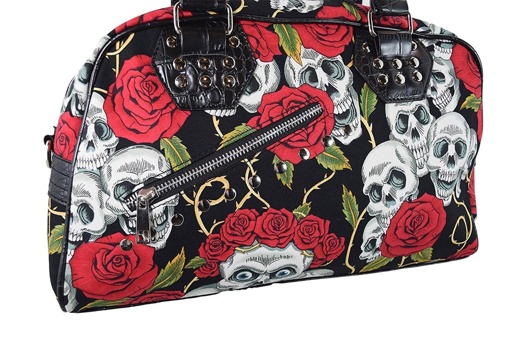 Accessories Lost Queen Alternative Gothic Valentine Skull & Roses Tattoo Handbag
