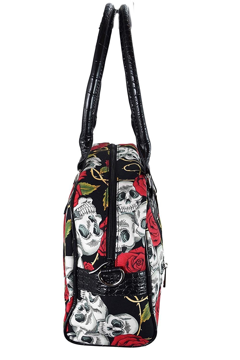 Accessories Lost Queen Alternative Gothic Valentine Skull & Roses Tattoo Handbag