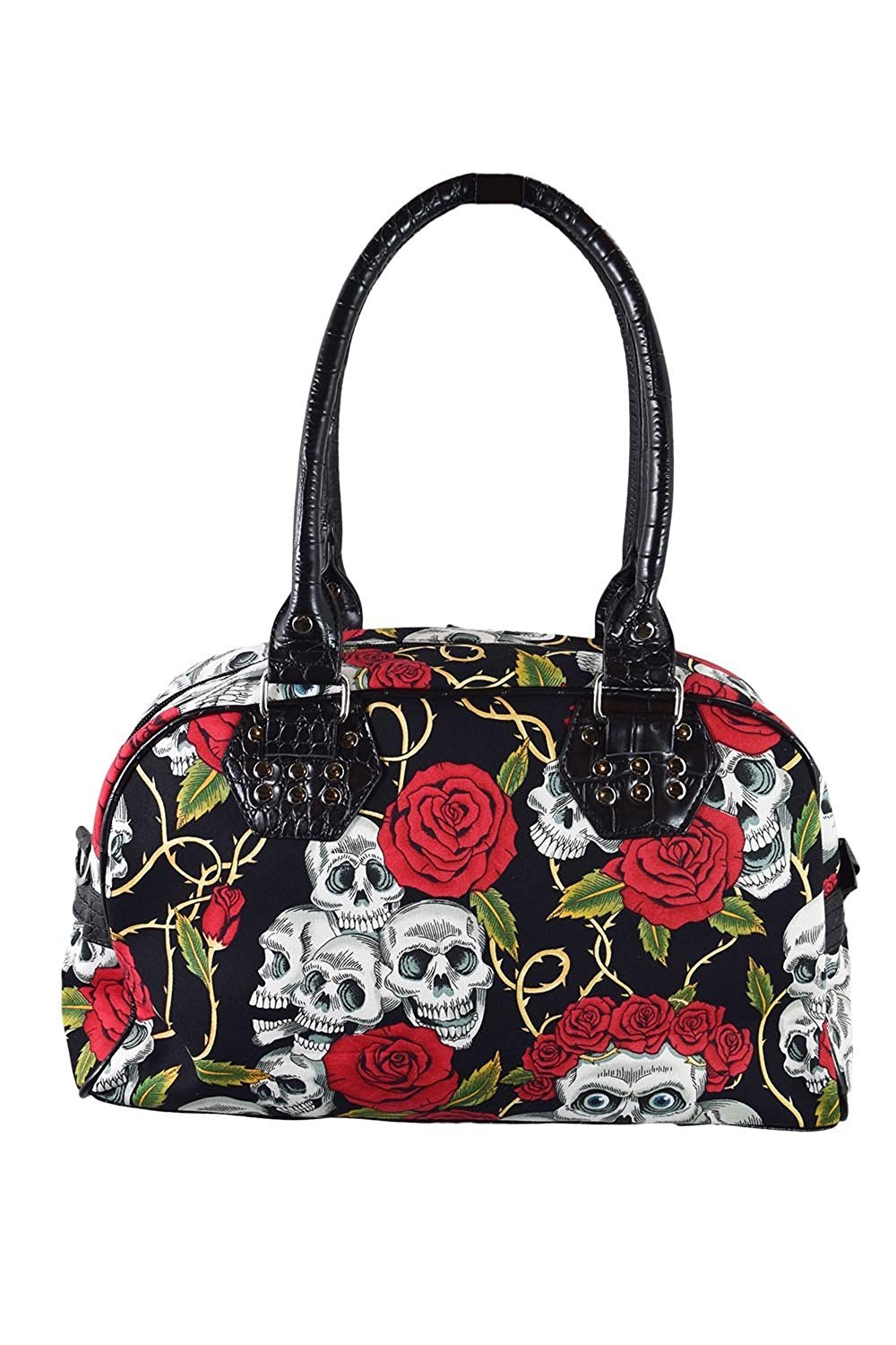 Accessories Lost Queen Alternative Gothic Valentine Skull & Roses Tattoo Handbag