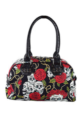 Accessories Lost Queen Alternative Gothic Valentine Skull & Roses Tattoo Handbag