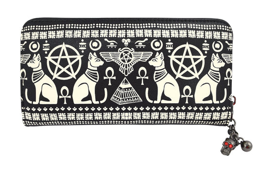 Accessories Lost Queen Anubis Gothic Egyptian Cat Pyramid Occult Goth Zip Around Wallet