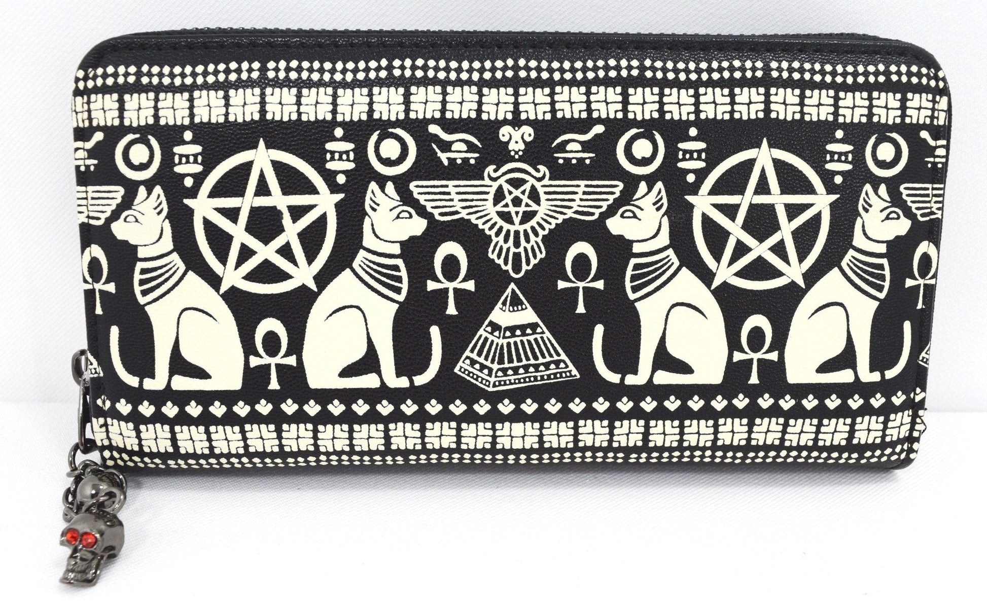 Accessories Lost Queen Anubis Gothic Egyptian Cat Pyramid Occult Goth Zip Around Wallet