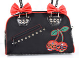 Accessories Lost Queen Cherry Bomb Skull Cherries Polka Dot Bow Handbag Rockabilly Black Red
