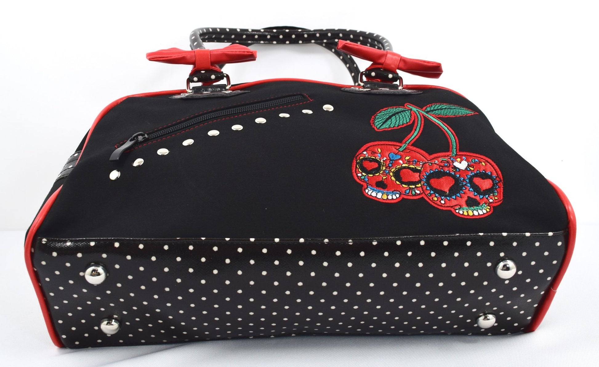 Accessories Lost Queen Cherry Bomb Skull Cherries Polka Dot Bow Handbag Rockabilly Black Red