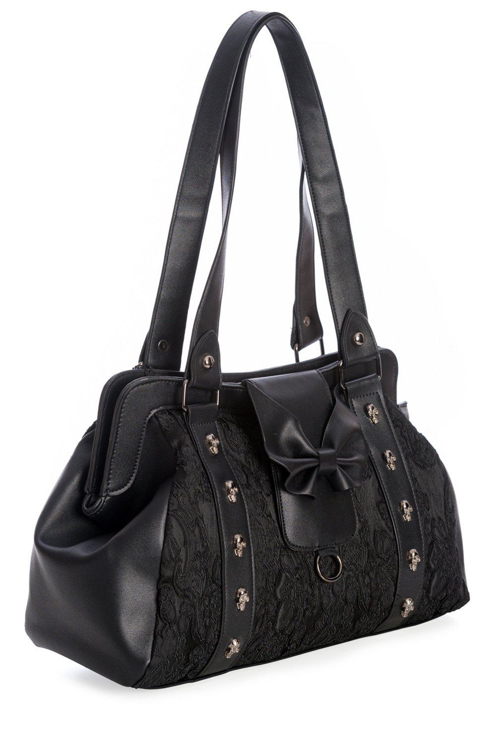 Accessories Lost Queen Gothic Beauty Lady Vamp Damask Flocking WIth Bat Bow Purse
