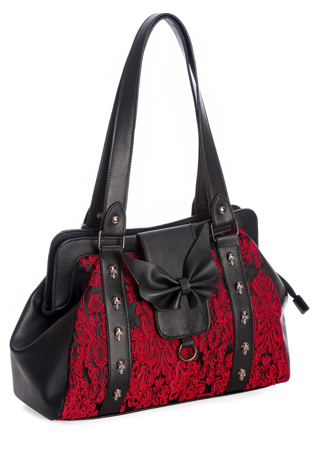 Accessories Lost Queen Gothic Beauty Lady Vamp Damask Flocking WIth Bat Bow Purse