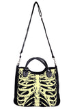 Accessories Black Lost Queen Gothic Emo Ribcage Skeleton Glow in the Dark Shoulder Bag
