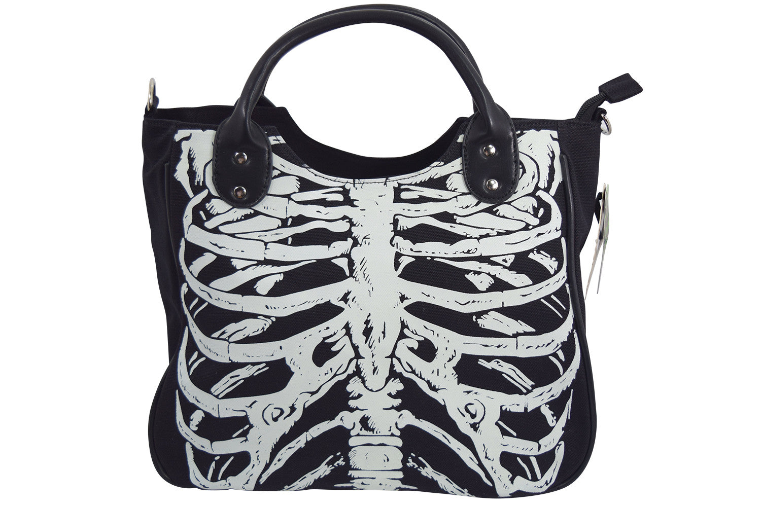 Accessories Black Lost Queen Gothic Emo Ribcage Skeleton Glow in the Dark Shoulder Bag