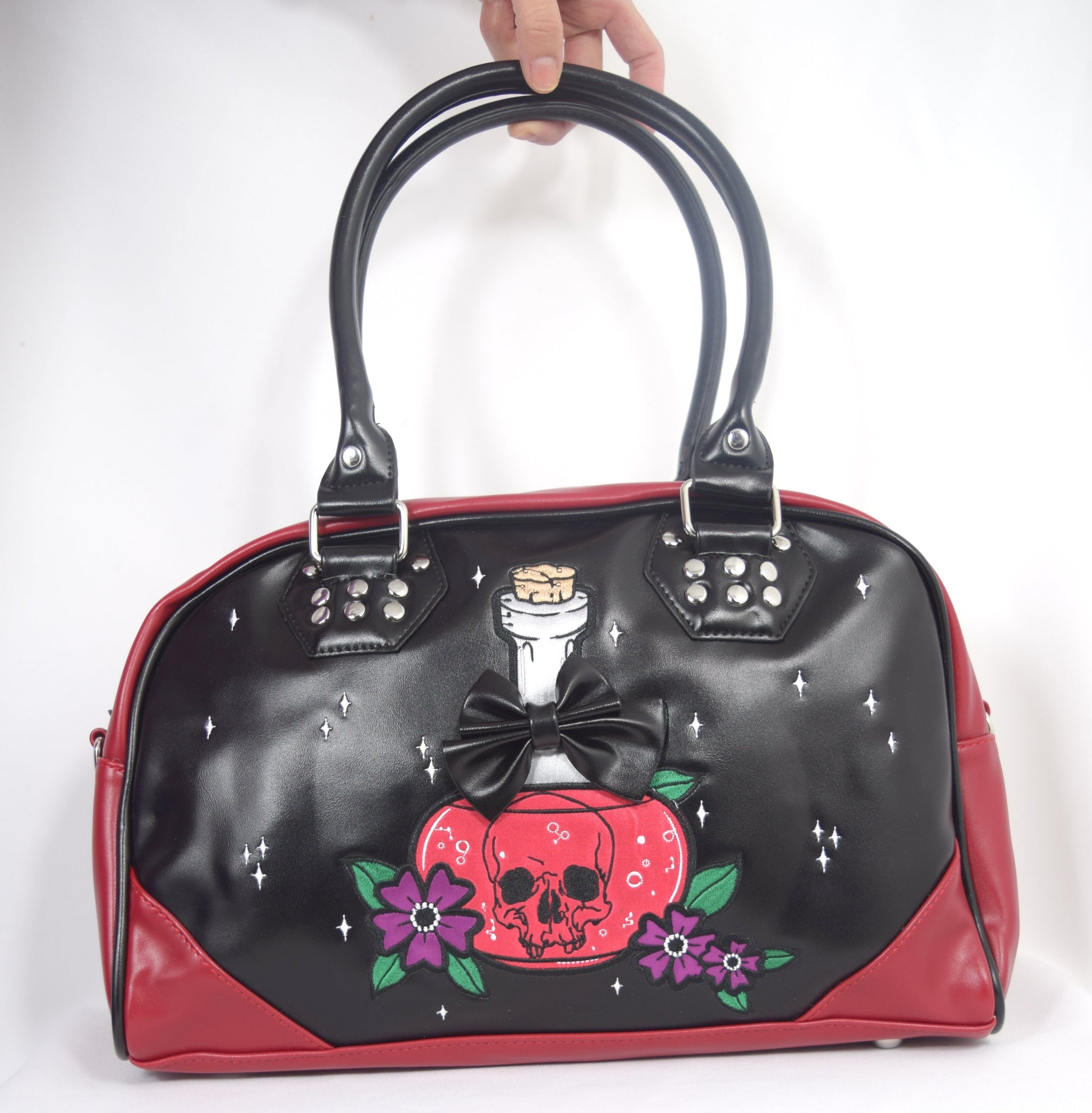 Accessories Lost Queen Mystical Poison Bottle with Black bow RIP Gothic Girl Bowler Purse