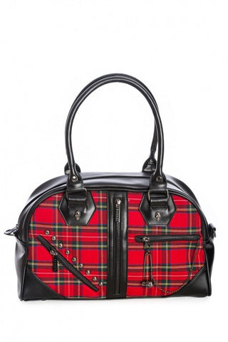 Accessories Lost Queen Punk Rock Red Tartan Plaid Bowler Bag