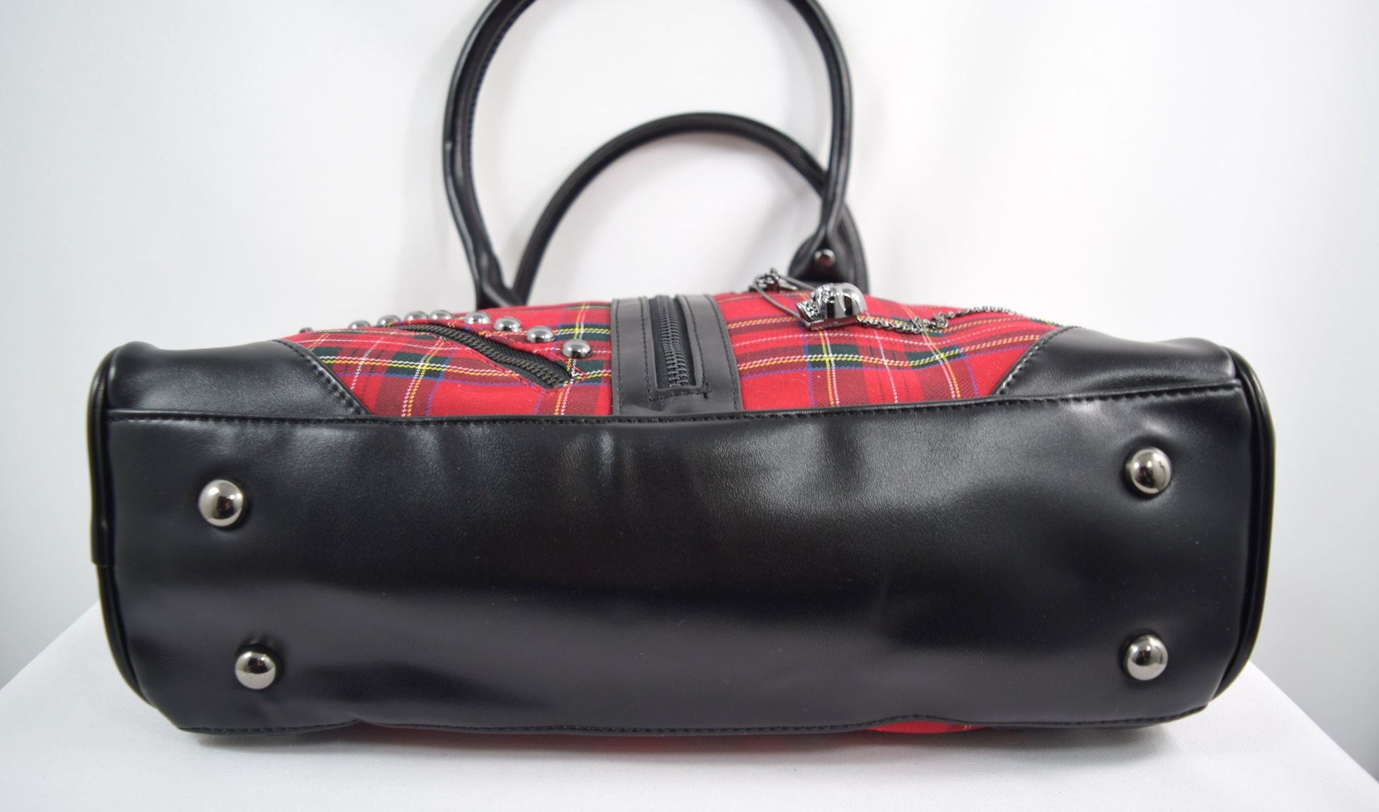 Accessories Lost Queen Punk Rock Red Tartan Plaid Bowler Bag
