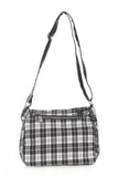 Accessories Black Lost Queen Punk Rock Studded Black White Tartan Plaid Crossbody Purse with Zippers with Skull