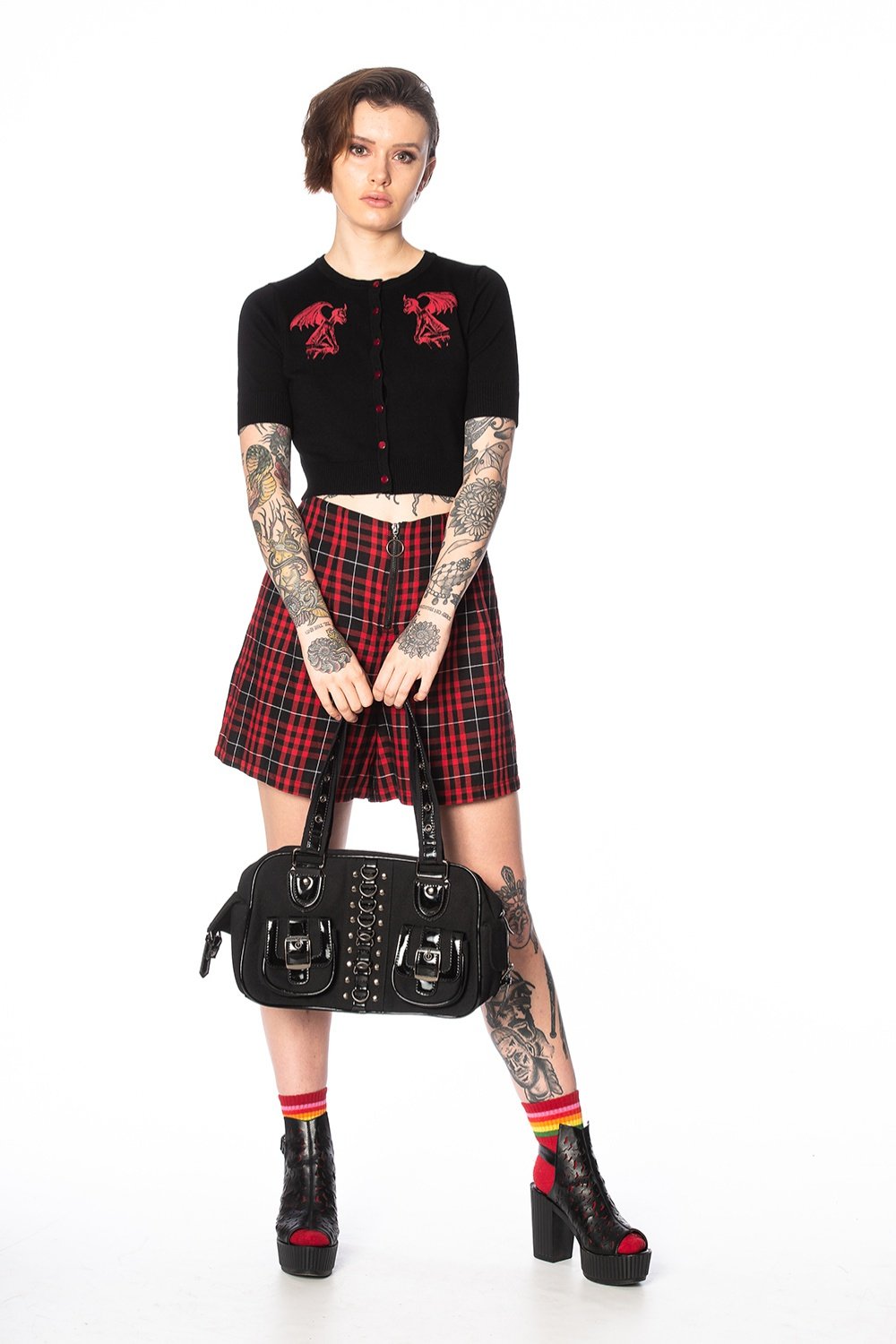 Accessories Lost Queen RHAPSODY Gothic Punk Emo Black Satchel Bag With Pockets