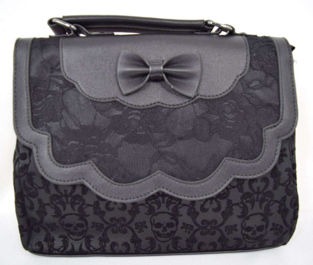 Black Lace Leather Crystal Roses Sicily Von Purse Bag - Youarrived