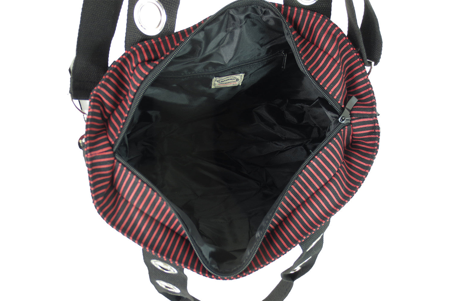 Accessories Lost Queen Striped Canvas Tote Bag with Handcuff Skull Charm