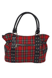 Accessories Red Red Tartan Plaid Punk Rock Purse with Handcuff Skull Charm