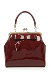 Accessories Burgundy Retro Vintage 50s American Vintage Kiss Lock Bow Shiny Patent Leather Purse